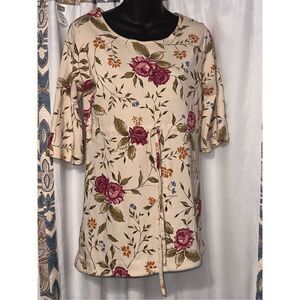 Vintage Bizzit Floral 3/4 Sleeves Small pink cream Good Vintage condition